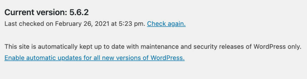 Core Automatic Updates Screen