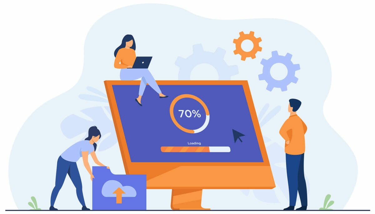 Computer Illustration of an update loading
