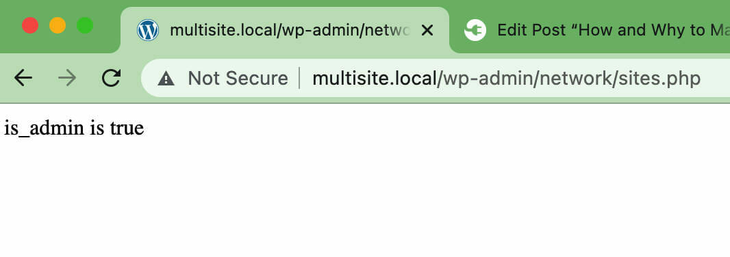 Function is_admin in the Network Admin Dashboard