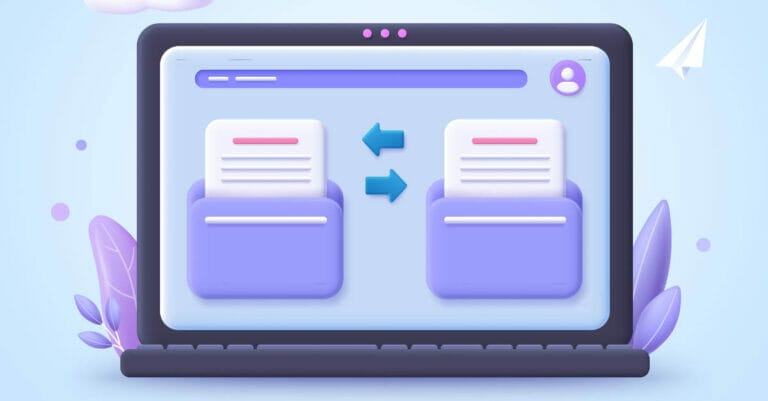 Image of two computers transferring images over