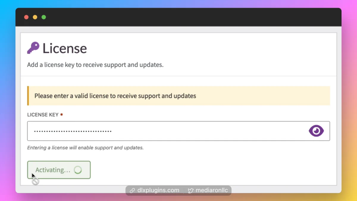 License Activation Button with Loading State