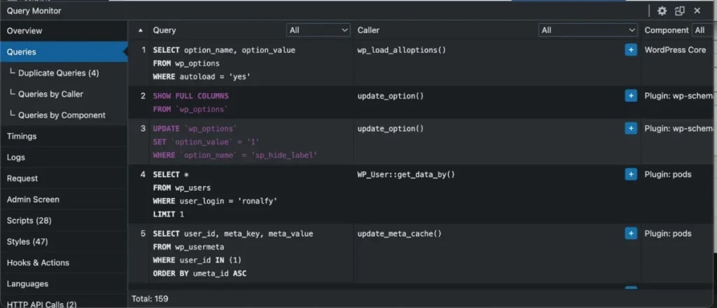 query-monitor-popover Query Monitor Popover