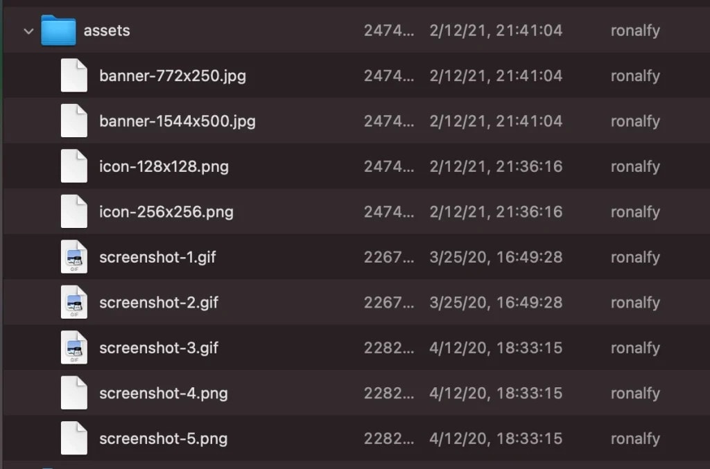 Samples Assets Folder Using the Versions App