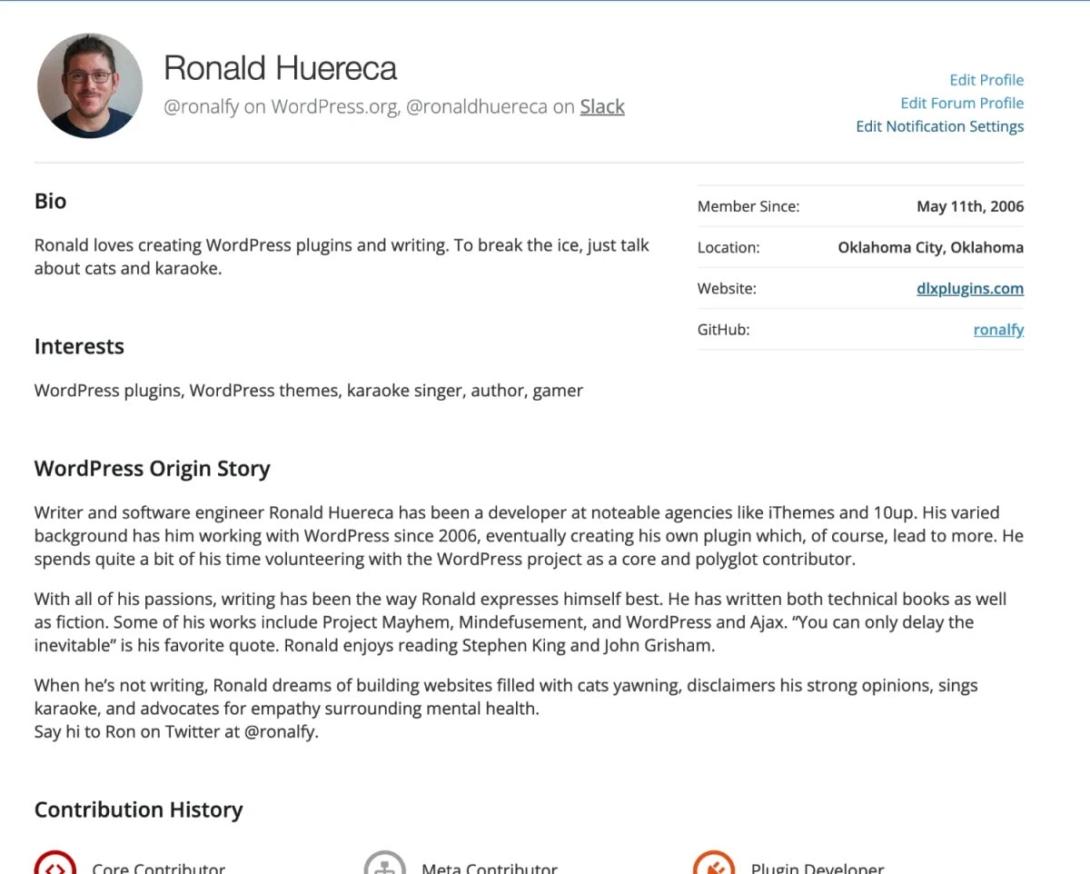 Ronald Huereca's Profile on WordPress.org