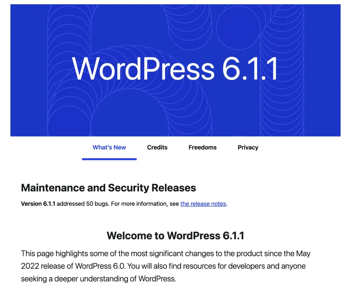 WordPress Welcome Screen