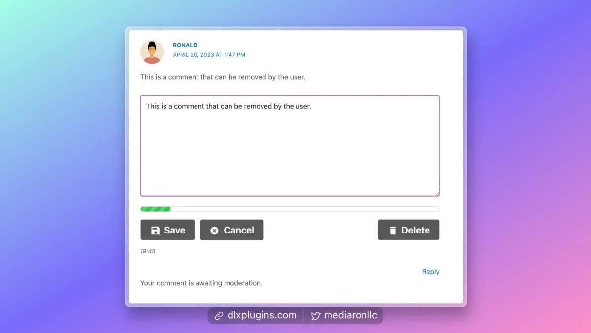 Comment Edit Options Which Allows You to Delete Your Comments