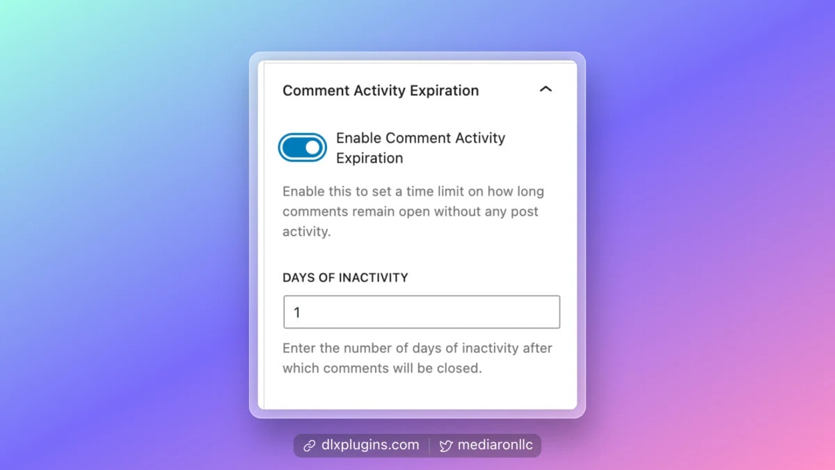 Expiration Settings in the Sidebar Options