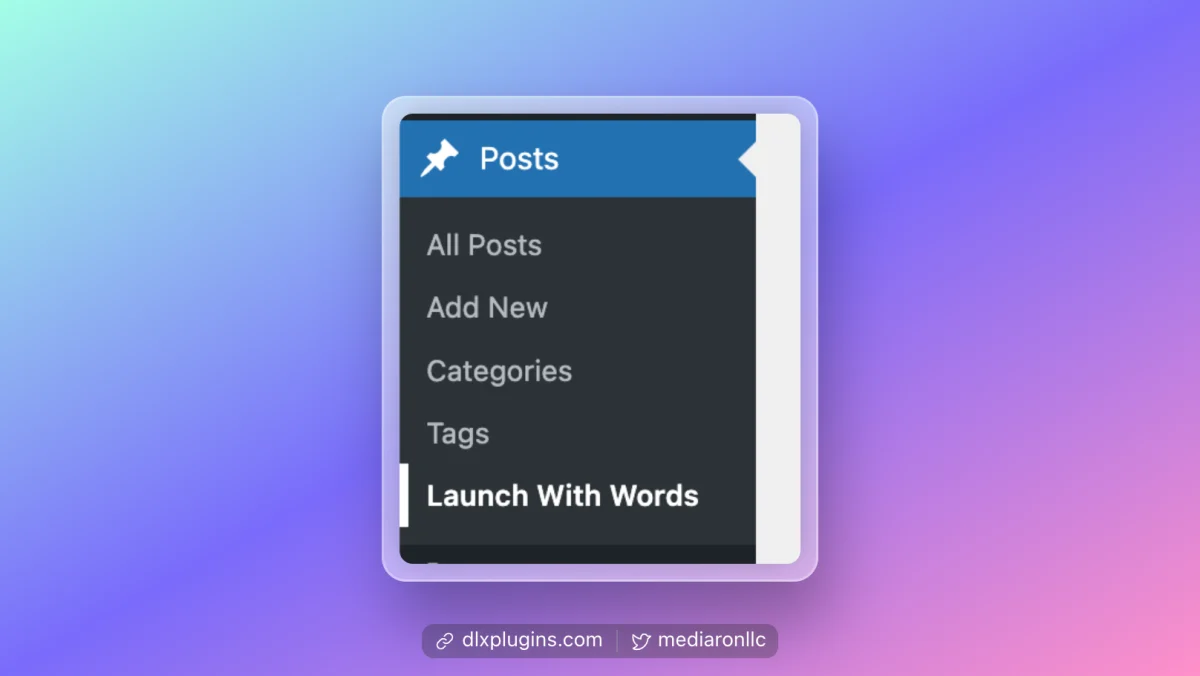 Launch With Words Under the Posts Menu Item
