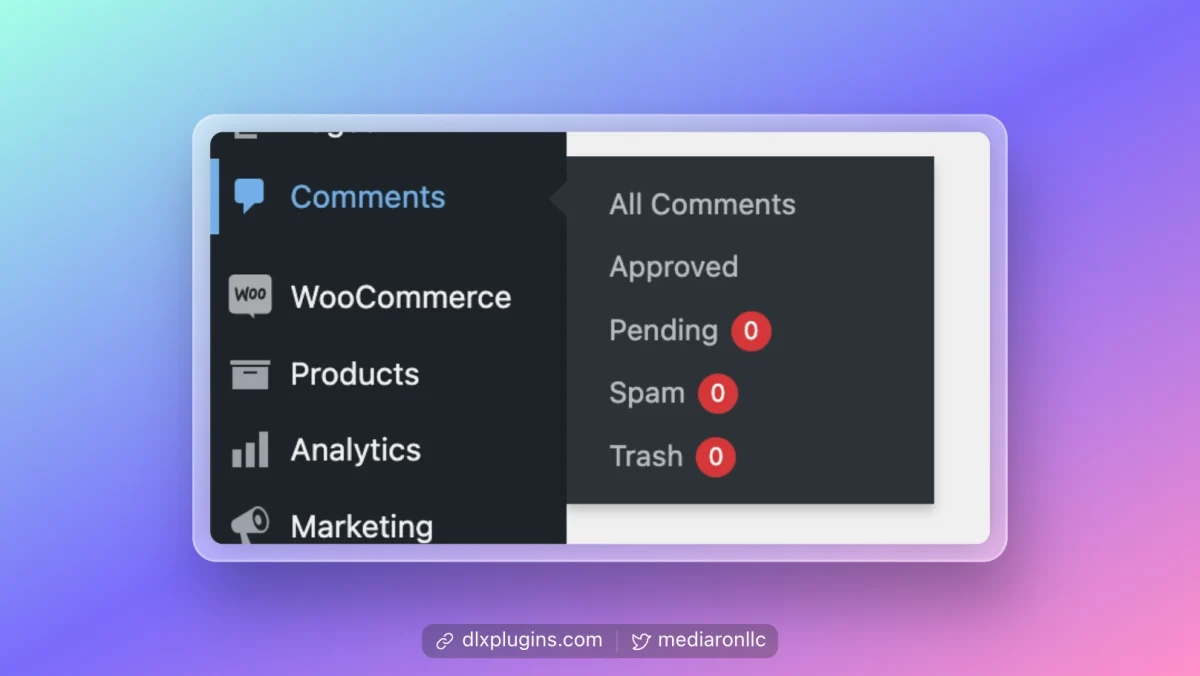 Comment Submenu Items