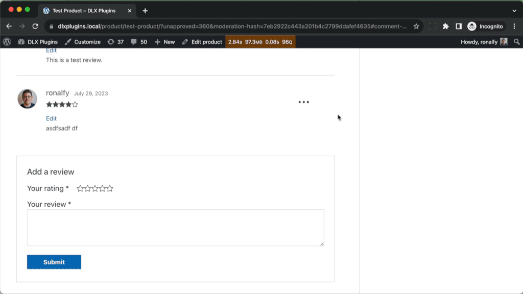 Admin Frontend Editing of WooCommerce Reviews