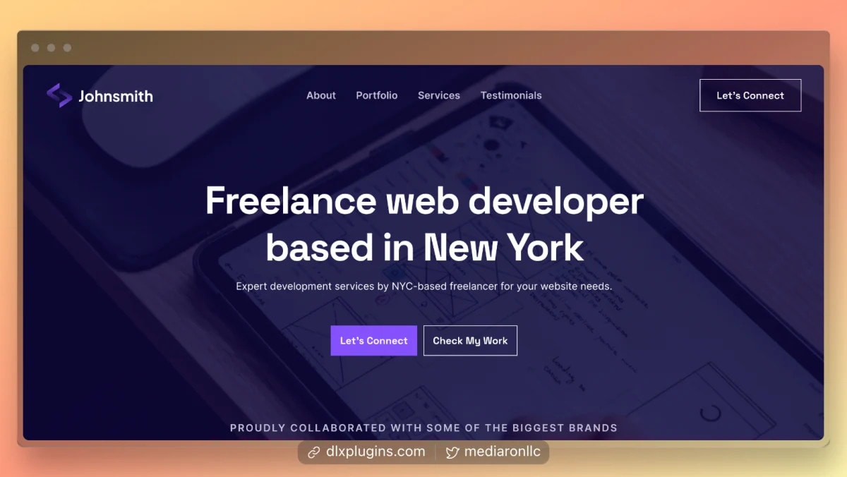 Full-width layout of a hero section
