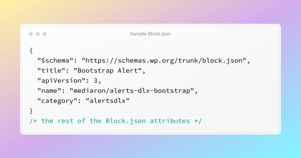 Sample Block.json With the API Version of 3