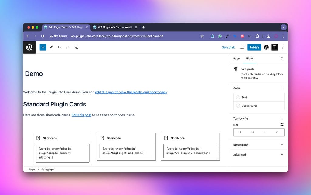 Sample Demo Page for Plugin Live Preview
