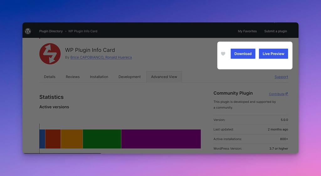 Live Preview Link on WordPress.org Plugin