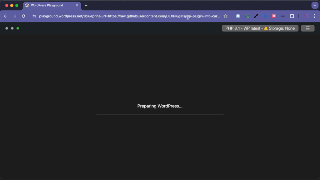 Animated Gif of WordPress Playground