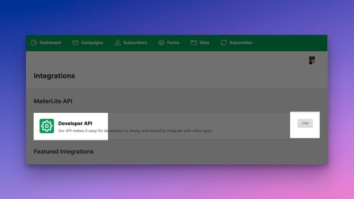 MailerLite Classic API Settings