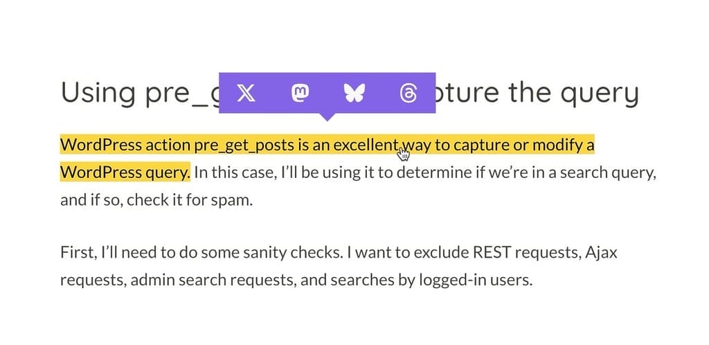 Wrap text in an inline highlight to emphasize shareable content.