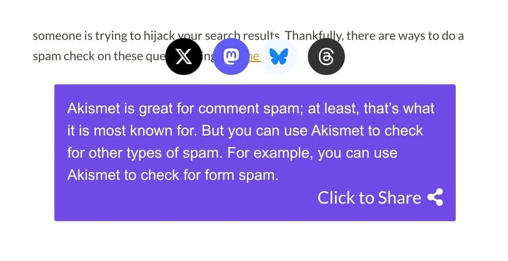 Click to Share block with several social networks displaying