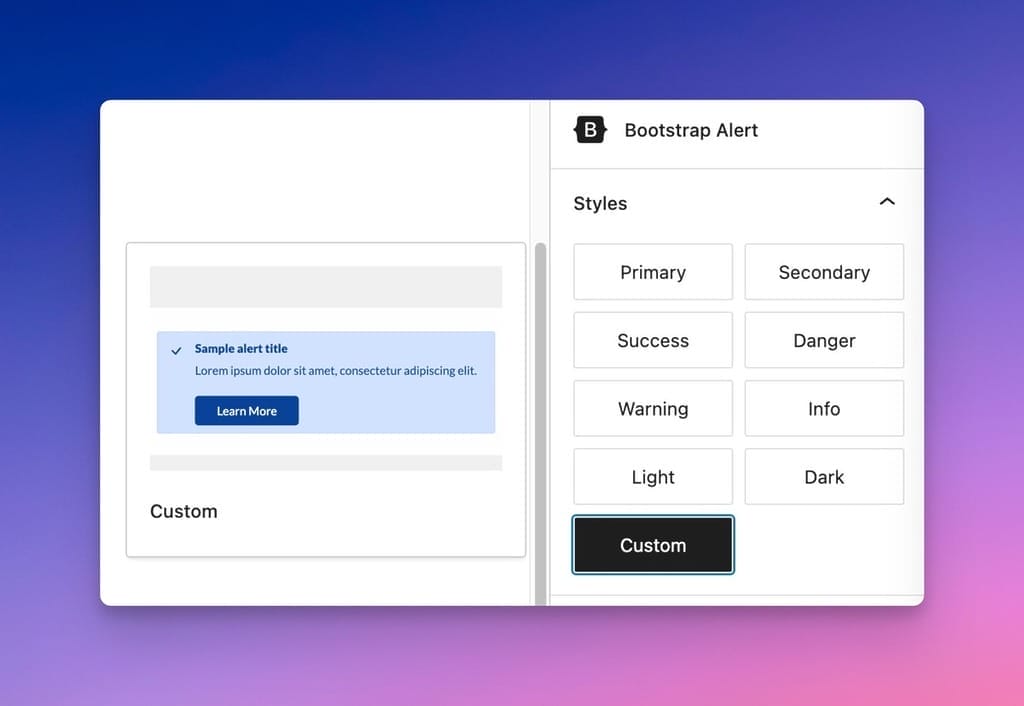 Custom Colors Option in the Block Settings