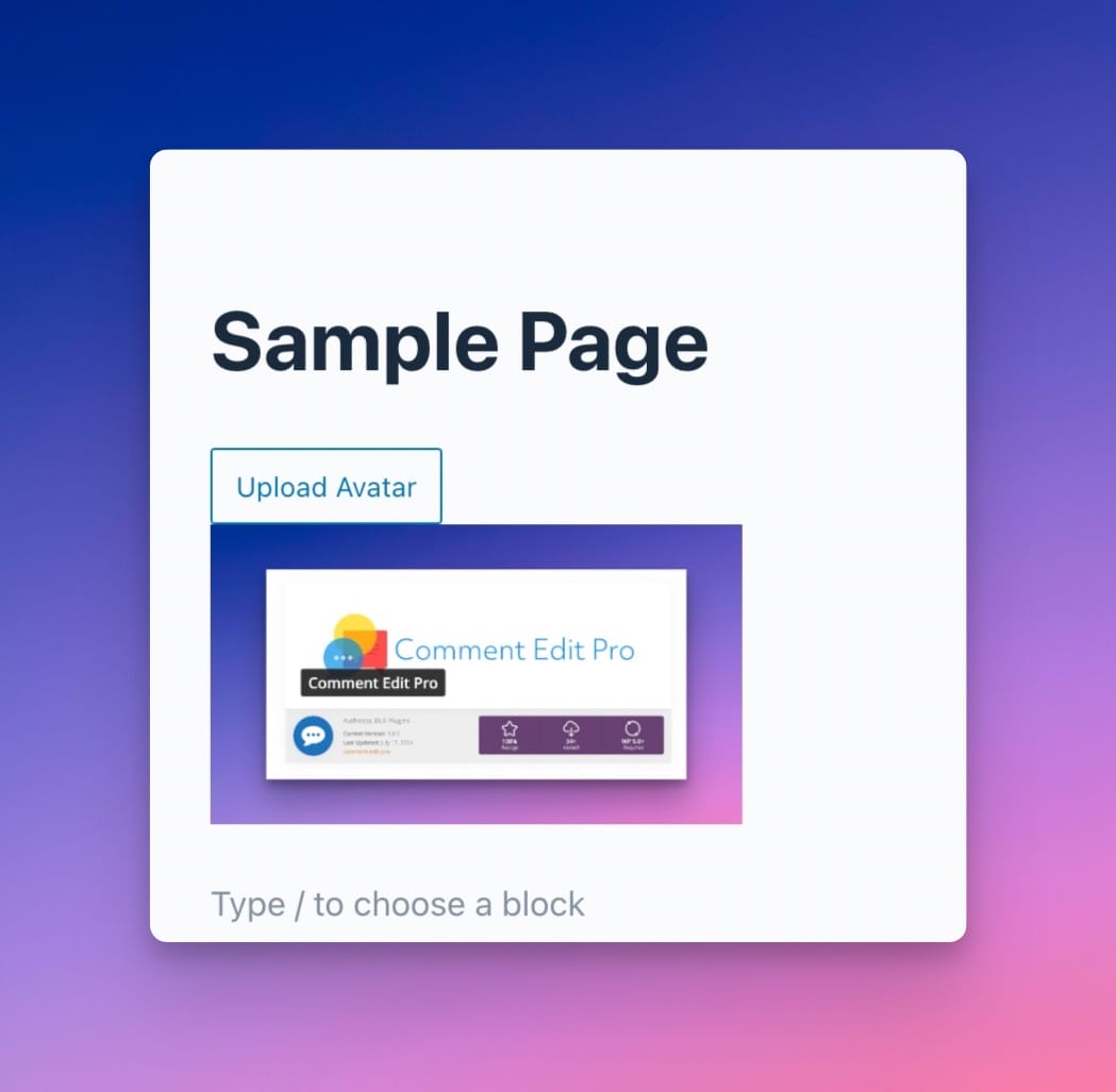 Image and Add Avatar Button