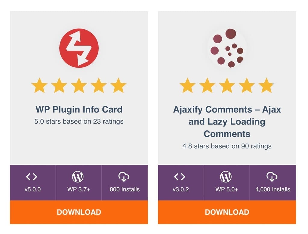 Plugin Rating Cards