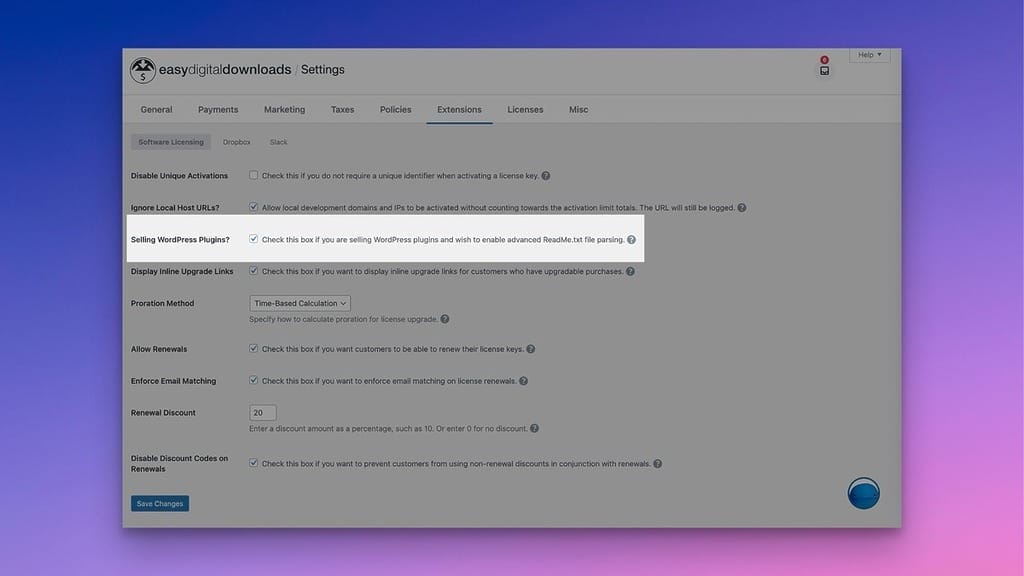 Enable Software Readmes Screen in EDD Admin