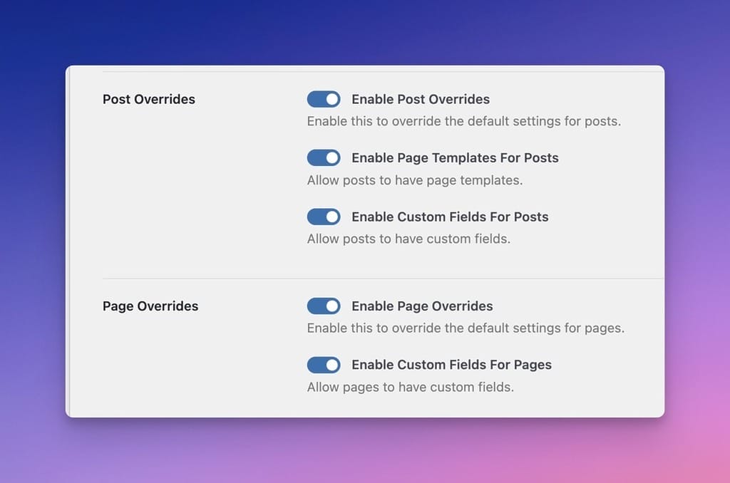 Post and Page Overrides
