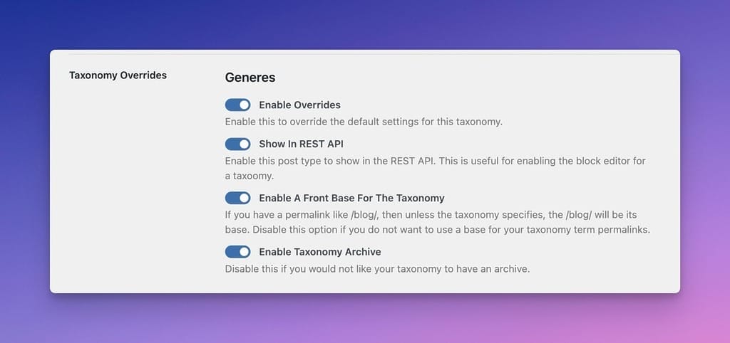 Per Taxonomy Post Type Archives