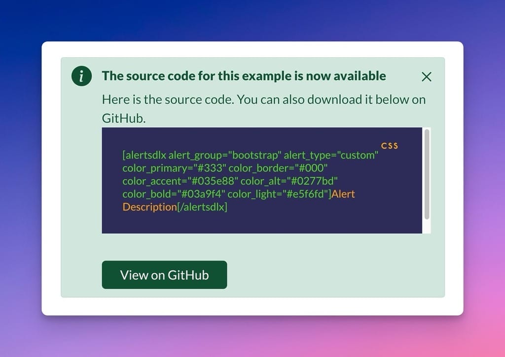Bootstrap Block With Code Block Embedded