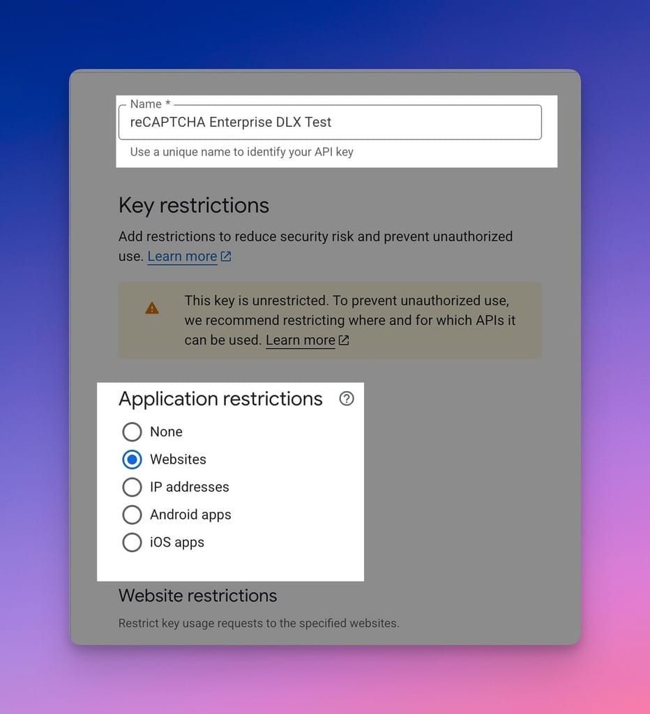 API Credentials Screen