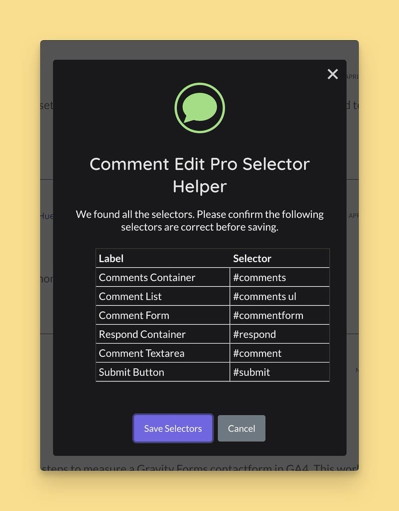 Selector Helper Helps Find Your Comment Selectors