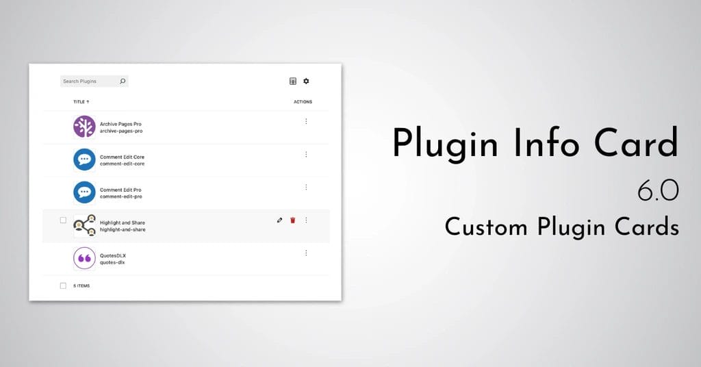 Plugin Info Card 6.0 Release