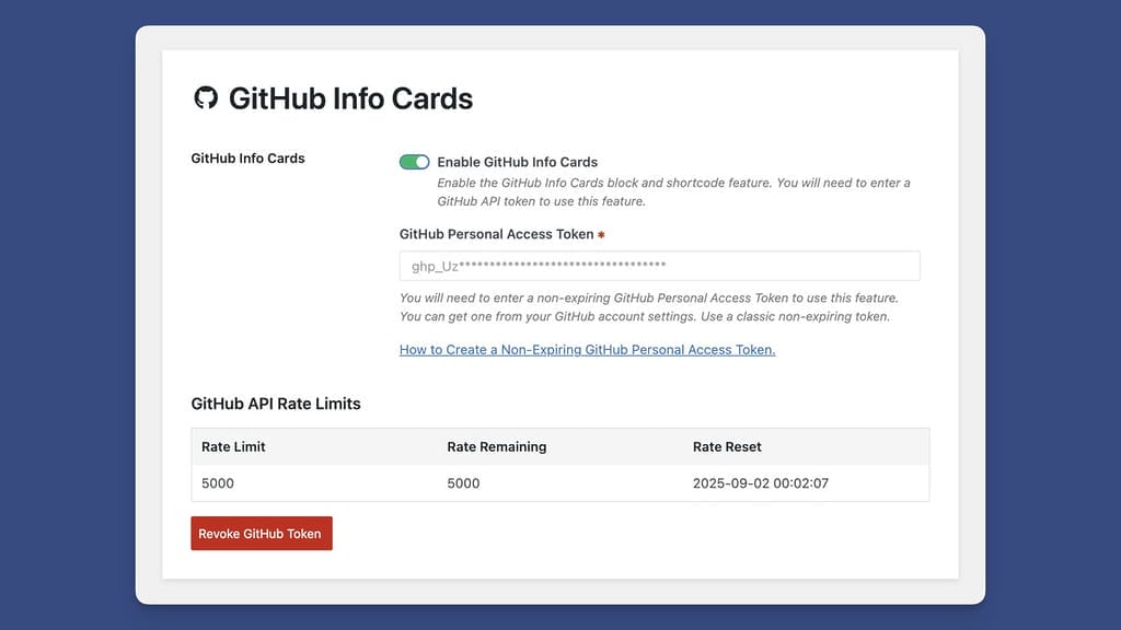 GitHub Rates Limit Shown in the Admin Settings