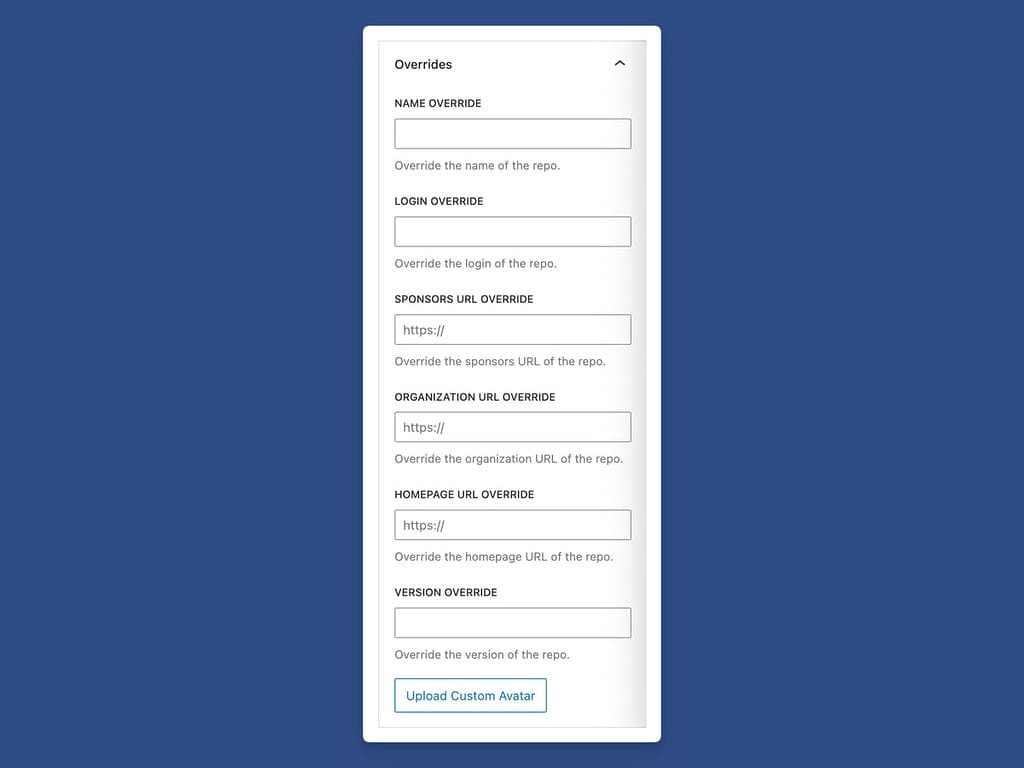 Child Block Overrides of GitHub Defaults