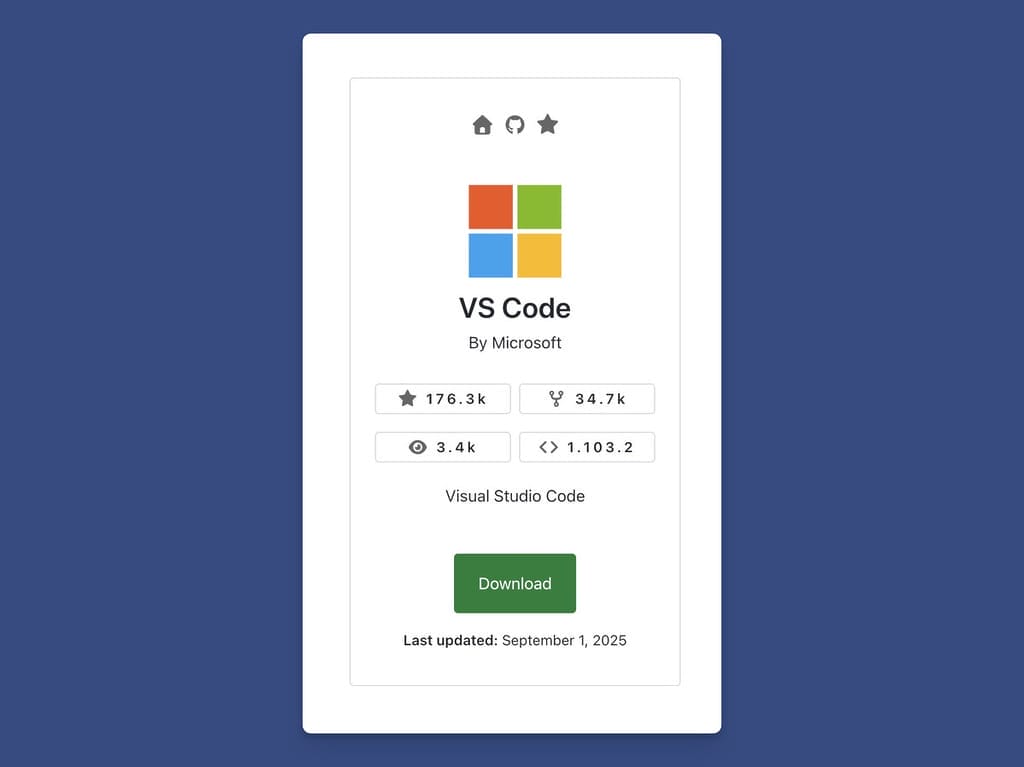VS Code GitHub Card Shown in a Card Format