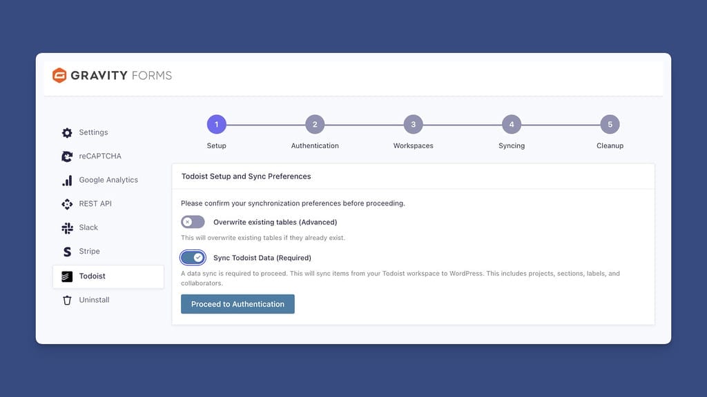 Begin the Setup Wizard to Begin Syncing Data