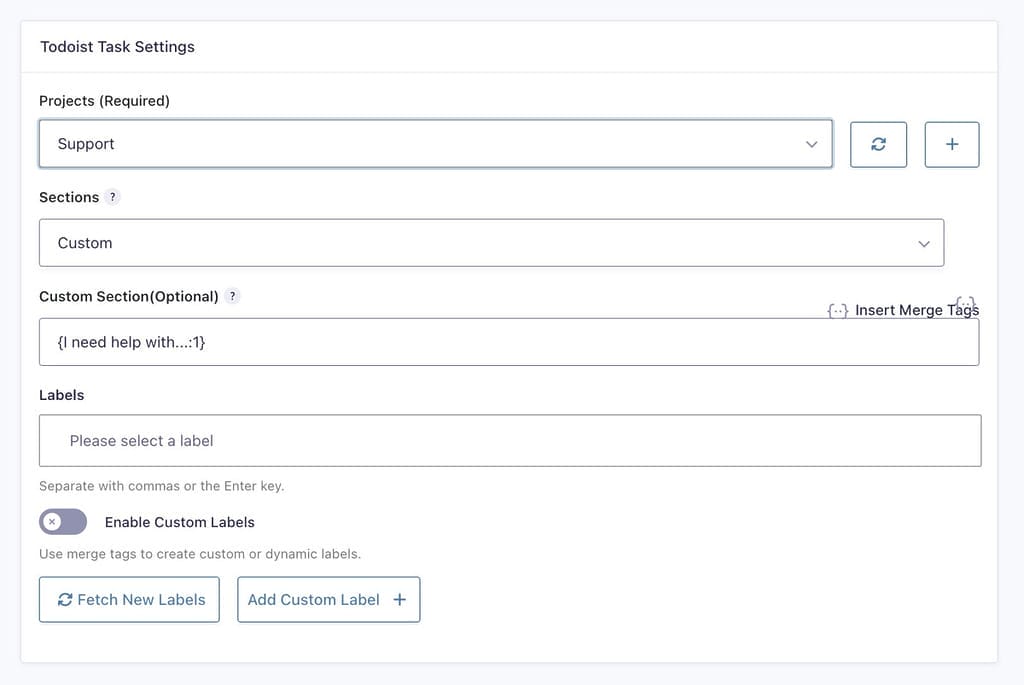 Feed Screen When Adding a Todoist Task Feed
