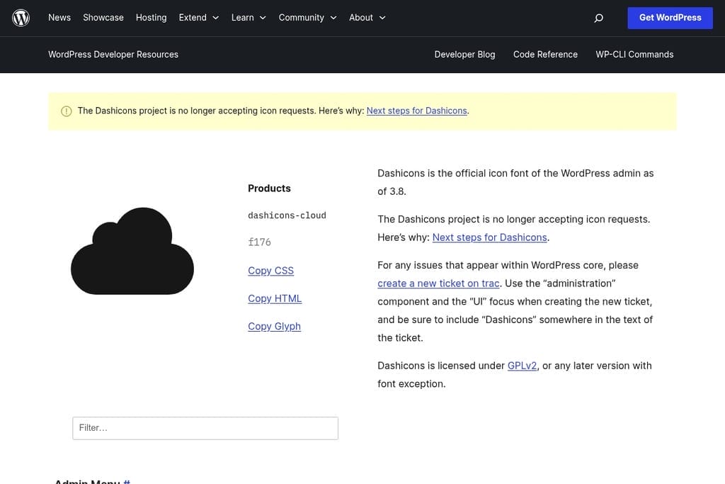 Dashicons Resource Site