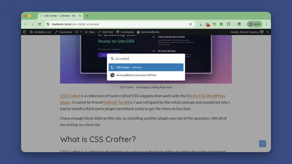 Accessing the Command Palette from the Frontend
