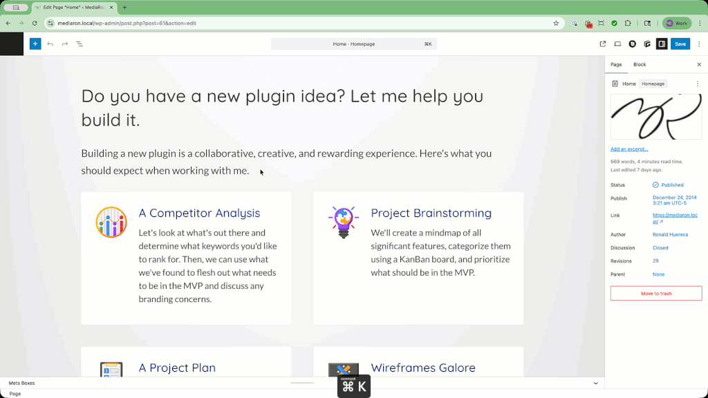 Generating Block Outlines Using the Command Palette