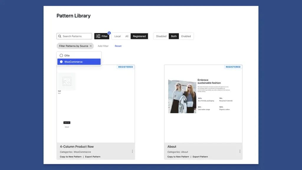 Use Filters to Limit the Patterns Shown to the User