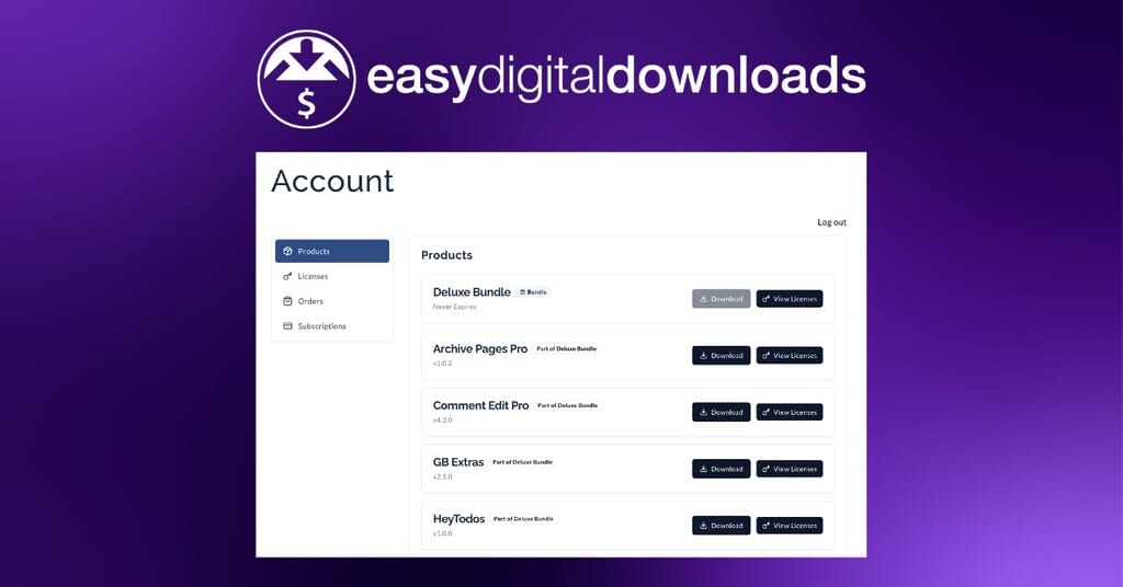 Easy Digital Downloads Software Licensing Account Section